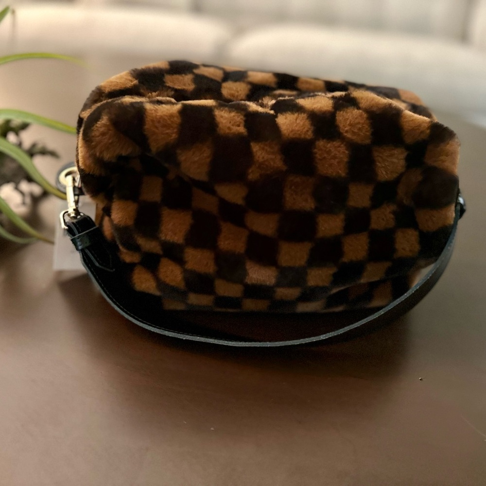 Faux Fur checked handbag- Anthropologie